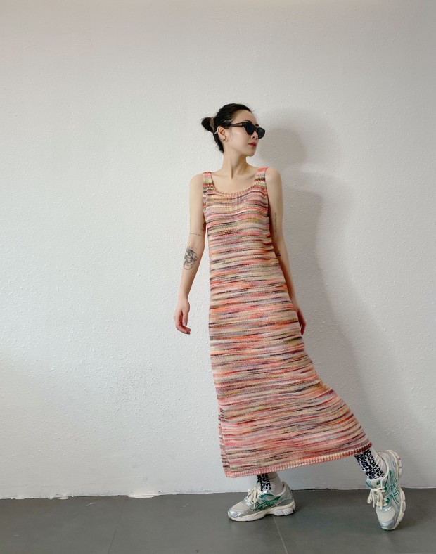Rainbow Summer Knit Dress #250310